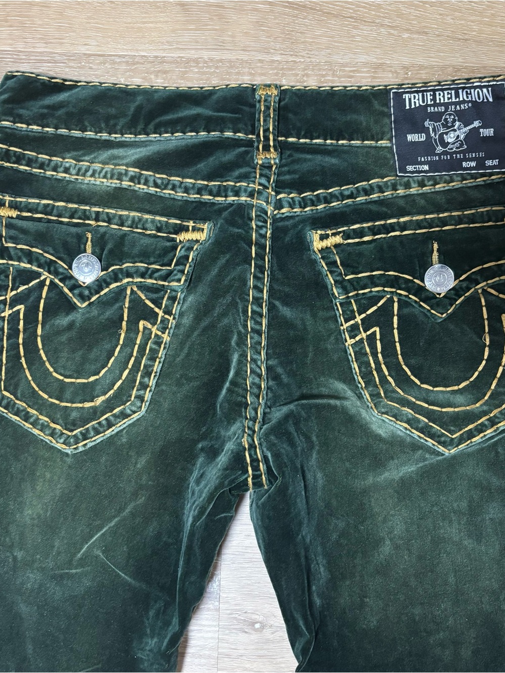 True Religion Velvet-Bonded Jeans Super T Rare Size 34x32